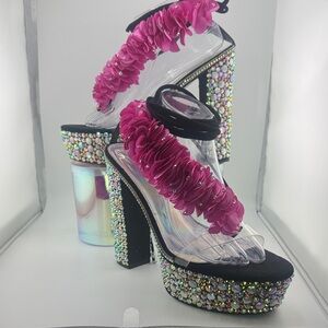 Dazzling Floral Platform Heels